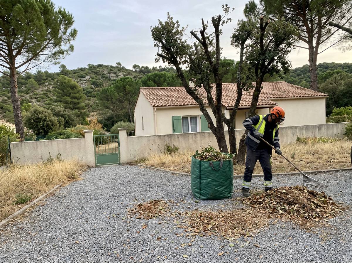 Chantier ramassé après élagage